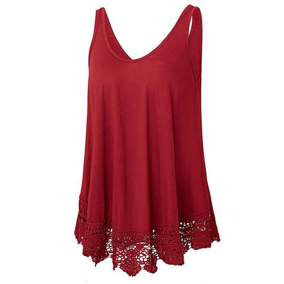 Tank Tops for Women Loose Fit Summer Lace Floral Print Flowy Sleeveless T Shirt Top Blouse