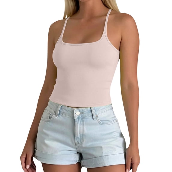 Tank Tops for Women Padded Built In Bra Adjustable Spaghetti Strap Summer Basic Workout Camisole Tops