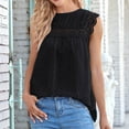 thumbnail image 1 of Tank Tops for Women Plus Size Chiffon Sleeveless Lace Ruffles Hollow Plush Ball Tank Shirt Black XL, 1 of 4