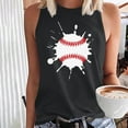 thumbnail image 1 of Tank Tops for Women Plus Size Baseball Print Sleeveless Round Neck Summer Casual Top Black M, 1 of 4