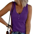 thumbnail image 1 of Tank Tops for Women Plus Size Buttons Sleeveless V-Neck Summer Casual Tank Purple L, 1 of 5