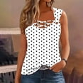 thumbnail image 1 of Tank Tops for Women Plus Size Sleeveless Polka Dot Print Round-Neck Camisole T-shirt Loose Tank White 2XL, 1 of 4
