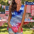 thumbnail image 1 of Tank Tops for Women Plus Size Independence Day Sleeveless V-neck Printed T-shirt Top Multicolor L, 1 of 4