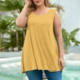 thumbnail image 1 of Tank Tops for Women Plus Size Sleeveless Oversized Round Neck Solid Color T-shirt Loose Tank Yellow L, 1 of 5