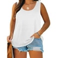 thumbnail image 1 of Tank Tops for Women Plus Size Sleeveless Round Neck Loose Polluer Solid Blouse Tank White XL, 1 of 6