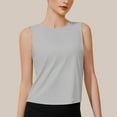 thumbnail image 1 of Tank Tops for Women Plus Size Sleeveless Round-Neck Summer Solid Regular Casual Tank Gray L, 1 of 3
