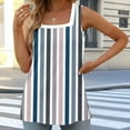 thumbnail image 1 of Tank Tops for Women Plus Size Sleeveless Square Collar Stripe Print Casual Loose T-shirt Blue XL, 1 of 5
