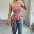 thumbnail image 1 of Tank Tops for Women Plus Size Sleeveless Strapless Solid Color Rose Summer Tank Pink XL, 1 of 6