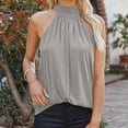 thumbnail image 1 of Tank Tops for Women Plus Size Sleeveless Turtleneck Causal Solid Summer Blouse, 1 of 6