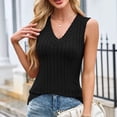 thumbnail image 1 of Tank Tops for Women Plus Size Sleeveless V-neck Solid Color Striped Casual Pullover Vest Black L, 1 of 6