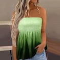 thumbnail image 1 of Tank Tops for Women Plus Size Strapless Tube Tops Gradient Printed Pleated Strapless Bustier Summer Casual Tank Top Green L, 1 of 5
