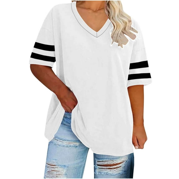Womens Summer Tops Oversized Short Sleeve Business Casual T Shirts Trendy Fashion Clothes Spring S-5XL