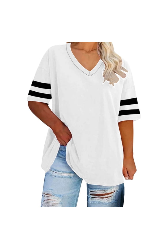 Womens Summer Tops Oversized Short Sleeve Business Casual T Shirts Trendy Fashion Clothes Spring S-5XL