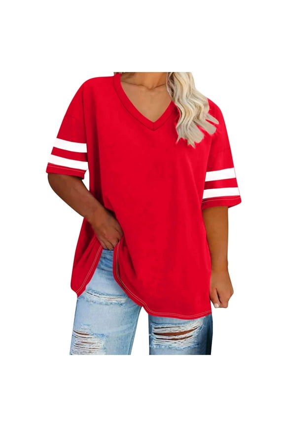 Womens Summer Tops Oversized Short Sleeve Business Casual T Shirts Trendy Fashion Clothes Spring 2026 S-5XL