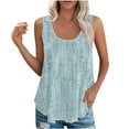 thumbnail image 1 of Tank Tops for Women Plus Size under $5 Round Neck Sleeveless Summer Casual Printed Loose Tops, 1 of 5