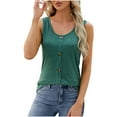 thumbnail image 1 of Tank Tops for Women Plus Size under $5 Sleeveless Round Neck Buttons Solid Color Top Army Green XL, 1 of 4