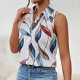 thumbnail image 1 of Tank Tops for Women Plus Size under $5 Sleeveless Turdown Collar Button Casual Print Blouse, 1 of 6