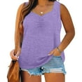 thumbnail image 1 of Tank Tops for Women Plus Size under $5 Solid Color Sleeveless V-Neck Tank Top, 1 of 6