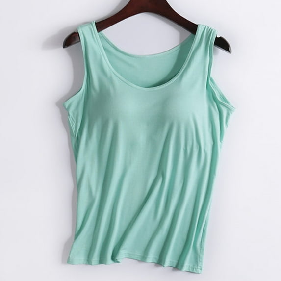 Tank Tops for Women Plus Size with Bra Yoga Sports Tank Camisole With Chest Pad No Steel Rings Bottom Underwear Tops Green XXXXL