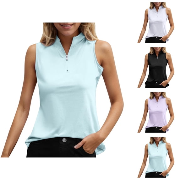 Tank Tops for Women Quarter Zip Neck Sleeveless Shirt Business Casual Work Shirts Summer Outfits