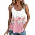 thumbnail image 1 of Tank Tops for Women Round Neck Summer Trendy Women's Spring and Summer New Tank Eyelet Embroidery Scoop Neck Print Casual Fashion Top, 1 of 7