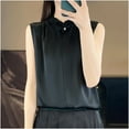 thumbnail image 1 of Tank Tops for Women Ruffle Half High Neck Button Sleeveless Ruched Business Casual Work Shirts Tops Trendy,Size L, 1 of 3