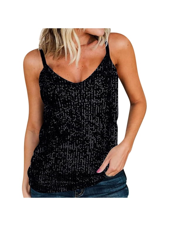 Tank Tops for Women Sequin Camisoles Sparkly Holiday Outfits