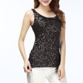 thumbnail image 1 of Tank Tops for Women Sequin Slim Round Neck Tank Top Black 2XL, 1 of 6