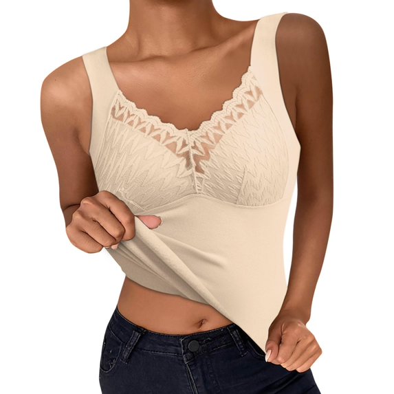 Tank Tops for Women Shapewear Tank Tops Sleeveless Lace Camisole Thermal Underwear Tummy Tank Tops with Built in Bra