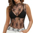 thumbnail image 1 of Tank Tops for Women Sheer Lace Mesh Sleeveless Base Layer Tops, 1 of 6