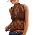 thumbnail image 1 of Tank Tops for Women Sheer Lace Mesh Sleeveless Base Layer Tops, 1 of 6