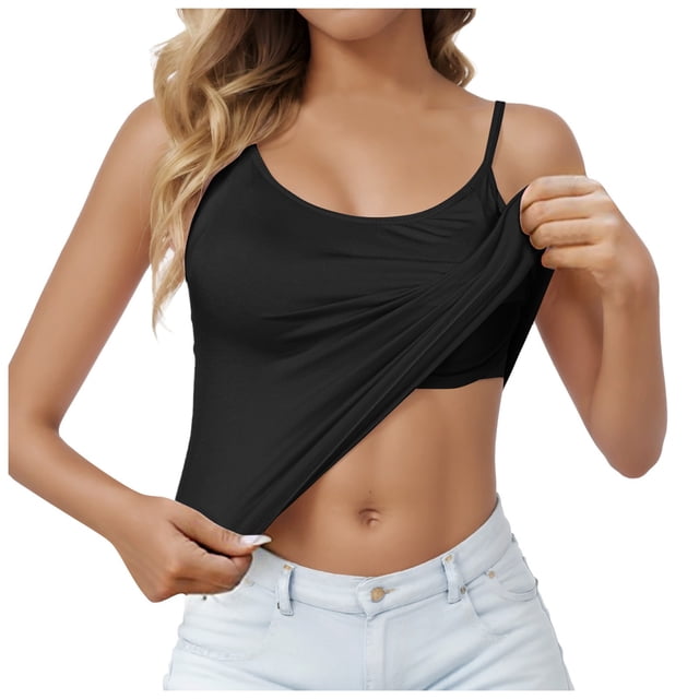 Womens Camisole Built-in Shelf Bra Adjustable Spaghetti...