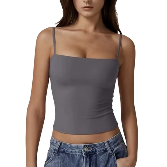Tank Tops for Women, Skinny Solid Color Adjustable Spaghetti Strap Trendy Camisole