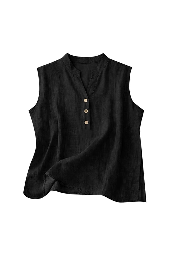 Tank Tops for Women Sleeveless Button Front Blouse with V Neck And Easy Fit for Workday Layering Basic Shirts Tops