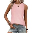 thumbnail image 1 of Tank Tops for Women Sleeveless Eyelet Shirts Pink M, 1 of 7