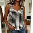 thumbnail image 1 of Tank Tops for Women Sleeveless Round Neck Plaid Button Shirts, 1 of 9
