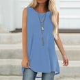 thumbnail image 1 of Tank Tops for Women Sleeveless Round-Neck Solid Color Summer Casual Tunic Blouse Light Blue S, 1 of 6