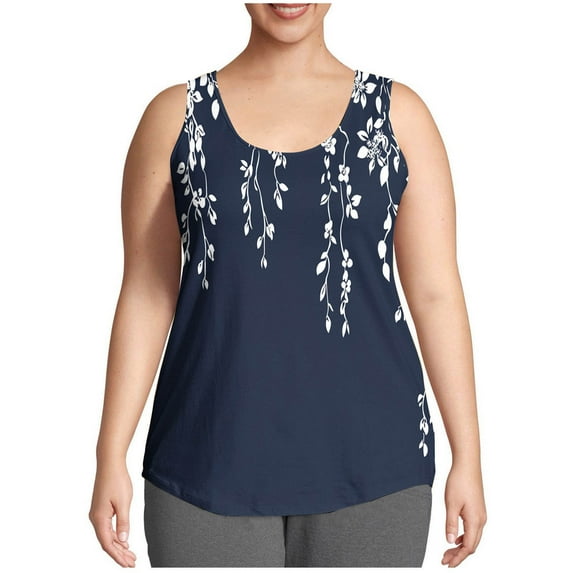 Tank Tops for Women Sleeveless Round-neck Printed Summer Casual Loose Plus Camisoles Tank 1-Multicolor XXL