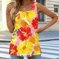 thumbnail image 1 of Tank Tops for Women Sleeveless Square Collar Floral Print Casual Loose T-shirt Yellow S, 1 of 5
