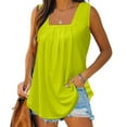 thumbnail image 1 of Tank Tops for Women Sleeveless Square Neck Solid Color Loose Casual T-shirt Yellow S, 1 of 6