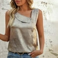 thumbnail image 1 of Tank Tops for Women Sleeveless V-Neck Button Collar Solid Color Casual Blouse Beige XXL, 1 of 3