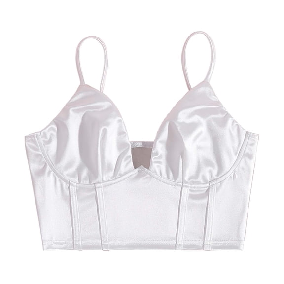 Tank Tops for Women,Slim Fit Satin Vest Adjustable Strap Solid Color Camisole Top,Camisole Tops for Women,White,S