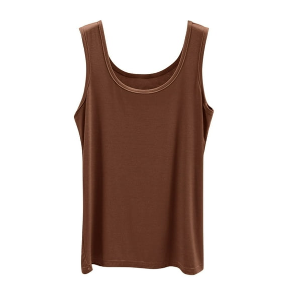 Xijirk Tank Tops Comfortable U Neck Camisole Tank Top Soft Stretch Basic Layering Piece For Daily Wear And Home Relaxation Camisole Tops for Women,Coffee,XL