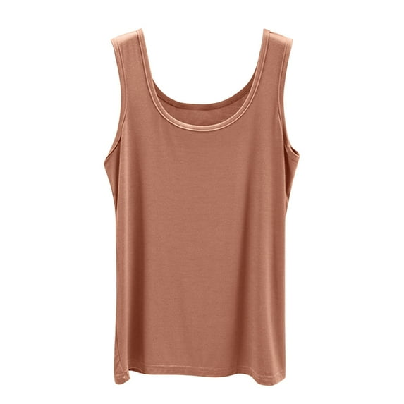 Tank Tops for Women,Soft Stretchy U Neck Camisole Tank Top For Comfortable Daily Wear And Layering Basic Piece,Camisole Tops for Women,Khaki,XL