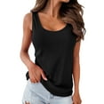 thumbnail image 1 of Tank Tops for Women Solid Color All-Match Vest U-Neck Loose Ribbed Outer T-shirt Camis Top, 1 of 8