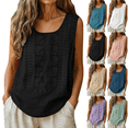 thumbnail image 1 of Tank Tops for Women Solid Color Crewneck Embroidered Blouse Summer Casual Beach Vacation Sleeveless Cotton Linen Tops,Sizes S-2XL, 1 of 9
