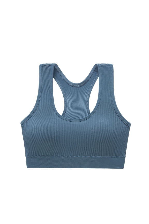Tank Tops Solid Color Push Up Sports Bra Yoga Running Fitness Vest Shockproof Support Underwear Camisole Tops for Women,Blue,One Size