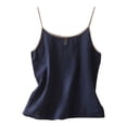 thumbnail image 1 of Tank Tops for Women, Solid Cotton Linen Fresh Embroidery Sleeveless Casual Trendy Camisole Vest, 1 of 3