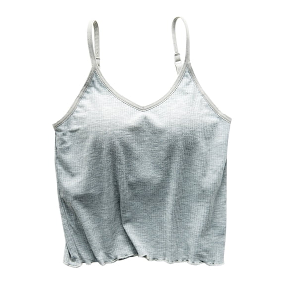 Tank Tops for Women Solid Thread Detail Built In Padded Sleeveless Layering Sling Tank Top Womens Tops