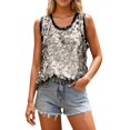 thumbnail image 1 of Tank Tops for Women Sparkly Sequin Sleeveless Cropped Tops for Beach Club, 1 of 6